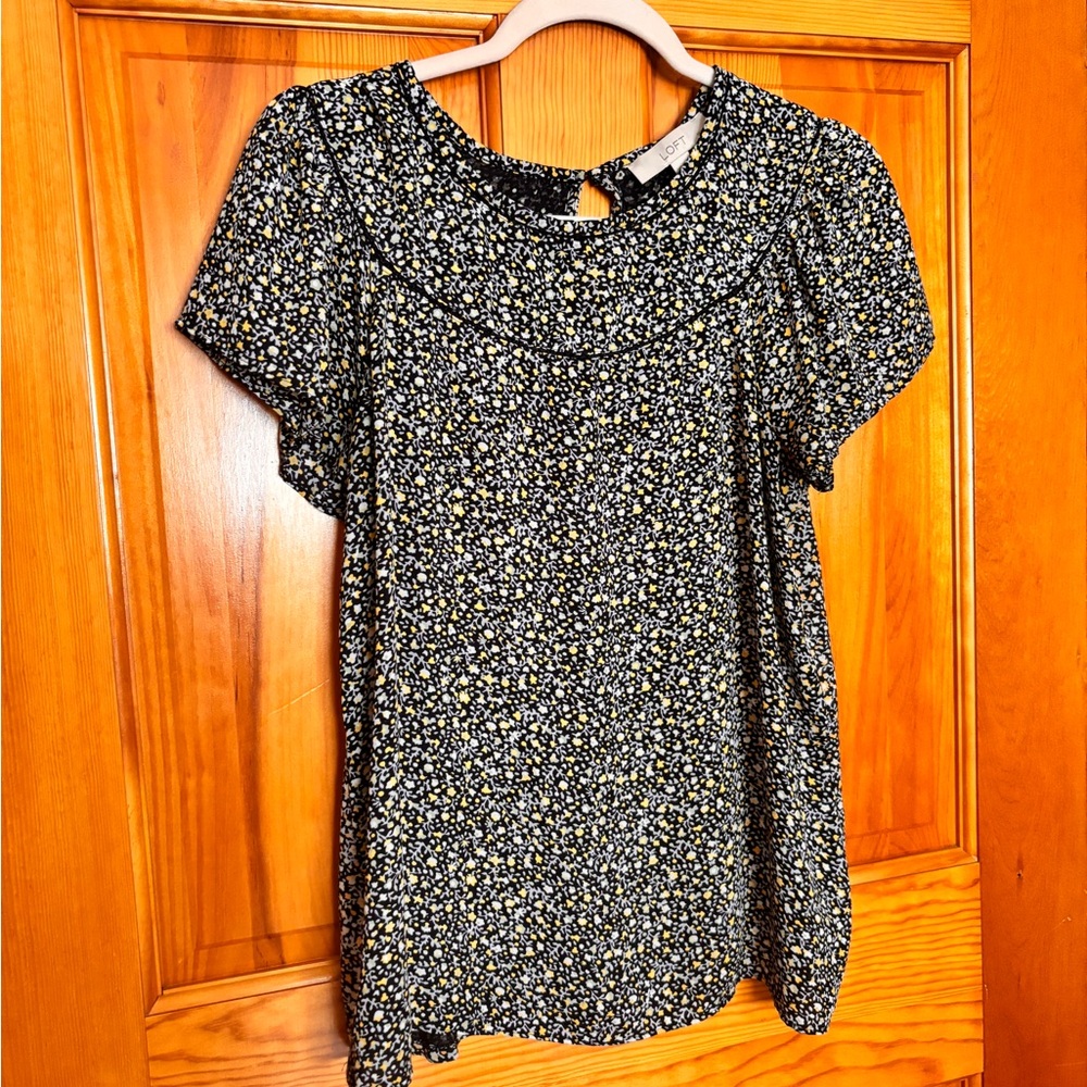 Loft Ruffle Sleeve Floral Blouse